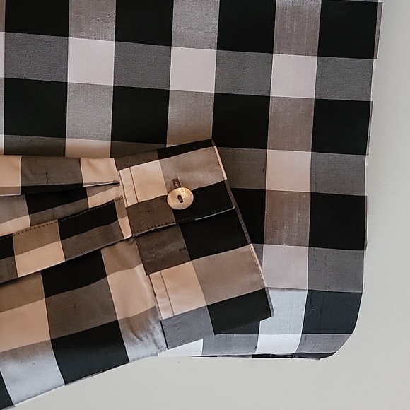 Silk Essentials Women's Black and White Checkered Shirt - Picture 4 of 6